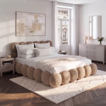 Mebel Elite Кровать 160x200 «Анкара» с ящиком для хранения, коричневая, с текстурой «букле», ME.ANKARA/160/BR/TB/LOZZPOJ - Home Club