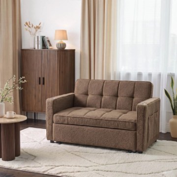 Mebel Elite Раскладной кресло Corra для сна, коричневое, из ткани «букле», ME.CORRA/BR/TB/SOF - Home Club