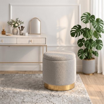 Mebel Elite Мягкий пуф Carnos, серый, из ткани «букле», ME.CARNOS/P/TB/PUF - Home Club