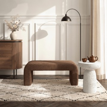 Mebel Elite Мягкий пуф Delino, коричневый, из ткани «букле», ME.DELINO/BR/TB/FW - Home Club