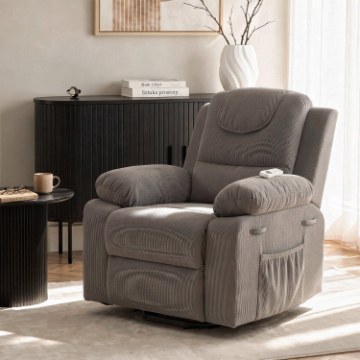 Mebel Elite Массажное кресло Fenix с электроприводом и функцией помощи при вставании, серого цвета, ME.FENIX/P/SZTR/FW - Home Club