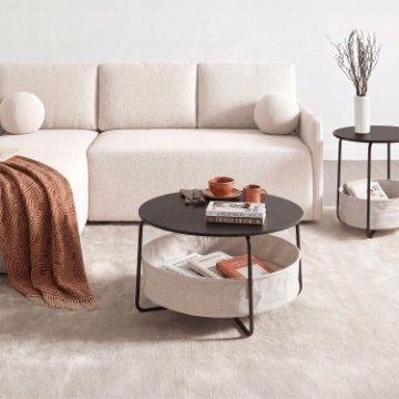Mebel Elite Столик Dora, чёрный/бежевый, ME.DORA/CZ/BZ/L - Home Club