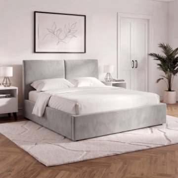 Mebel Elite Кровать 120x200 «Марсель» с ящиком для хранения, серая, велюровая, ME.MARSYLIA/120/P/V/LOZZPOJ - Home Club