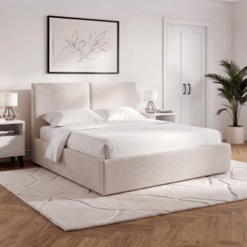 Mebel Elite Кровать 120x200 «Марсилия» с ящиком для хранения, кремового цвета, из ткани «букле», ME.MARSYLIA/120/KR/TB/LOZZPOJ - Home Club