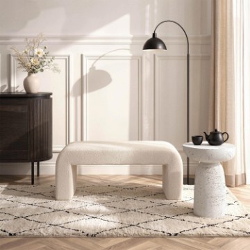 Mebel Elite Мягкая пуфика Delino кремового цвета из ткани «букле», ME.DELINO/KR/TB/FW - Home Club
