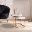 Mebel Elite Набір керамічних столиків Milano 45 см/60 см, білий мармур/золотий, ME.MILANO60/BM/ZL/L - Home Club, зображення 2