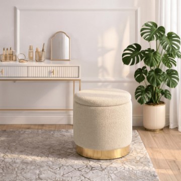 Mebel Elite Мягкий пуф Carnos, бежевый, из ткани «букле», ME.CARNOS/BZ/TB/PUF - Home Club