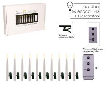 Chomik Кпл. 10 Свічок З Кліпсом І Пультом 1,5 X 16 См, LED9483 - Home Club