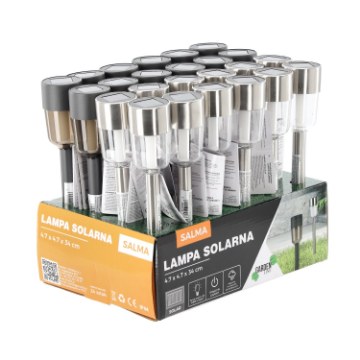 Garden Line Солнечная Лампа Salma 4,7 x 4,7 x 34 см Серебряная Прозрачная / Серая Дымчатая Тепло-Белый, SOL4306 - Home Club