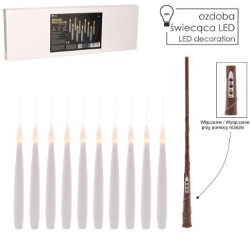 Chomik Набор из 10 подвесных свечей Led с палочкой 1,5 x 15,5 см, LED9452 - Home Club