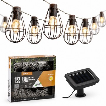 Garden Line Солнечная гирлянда для сада, длина 2 + 1,8 м, Loft 10 светодиодов, теплый белый цвет, SOL3644 - Home Club