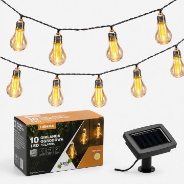 Garden Line Солнечная гирлянда для сада, длина 2 + 1,8 м, Hemma, 10 светодиодов, теплый белый свет, большая лампочка, SOL3606 - Home Club