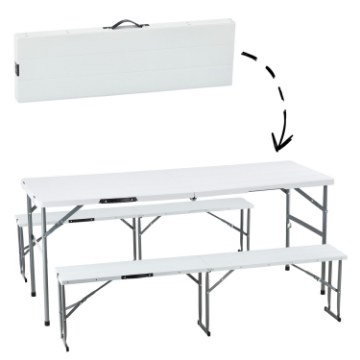 Garden Line Набор туристической / кейтеринговой мебели белого цвета — стол + 2 скамейки, ZUM4506 - Home Club