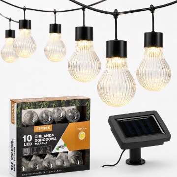 Garden Line Солнечная гирлянда для сада, длина 2 + 1,8 м, полоски, 10 светодиодов, теплый белый свет, SOL3613 - Home Club