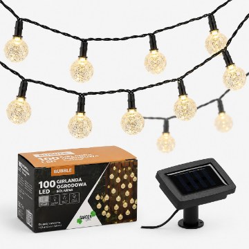 Garden Line Солнечная гирлянда для сада, длина 2 + 9,9 м, Bubble, 100 светодиодов, теплый белый свет, SOL3774 - Home Club