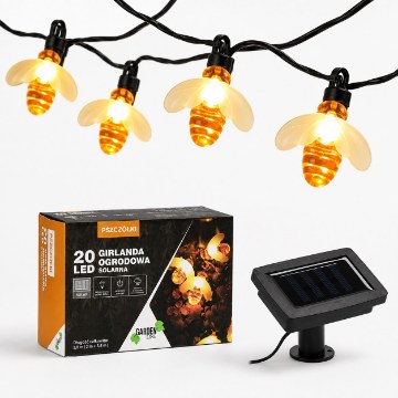 Garden Line Солнечная гирлянда для сада, длина 2 + 3,8 м, пчелы, 20 светодиодов, теплый белый свет, SOL3637 - Home Club