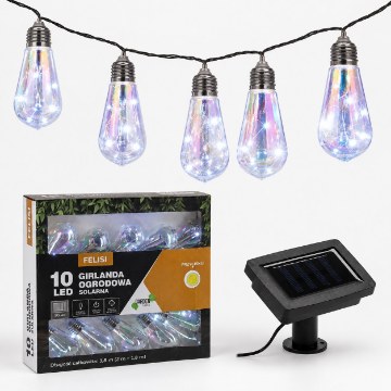 Garden Line Солнечная гирлянда для сада, длина 2 + 1,8 м, Felisi, 10 светодиодов, опаловый холодный белый цвет., SOL3552 - Home Club
