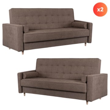 Mebel Elite Комплект из 2 диванов-кроватей Malta, коричневого цвета, PPHUE.MAXIM/POLARIS4/Z2/WER - Home Club