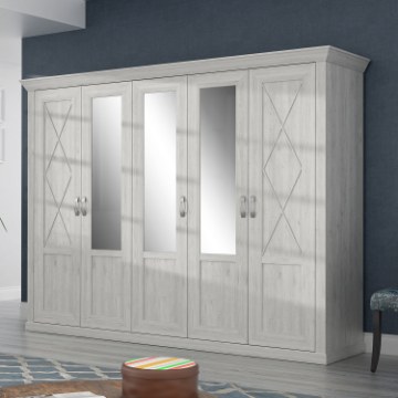 Forte Шкаф с зеркалом 270 см Kashmir, белая сосна, KSMS85-D43 - Home Club