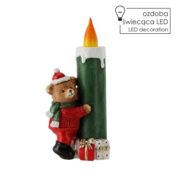 Chomik Фигурка «Божонар» — Свеча «Медвежок В Шапке И Шарфе» С Подсветкой Led, 14,9 × 10,1 × 32,2 см, GOT4155 - Home Club