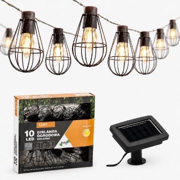 Garden Line Солнечная гирлянда для сада, длина 2 + 1,8 м, Loft 10 светодиодов, теплый белый цвет, SOL3644 - Home Club