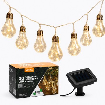 Garden Line Солнечная гирлянда для сада, длина 2 + 3,8 м, Moza 20 Led, теплый белый свет, SOL3545 - Home Club