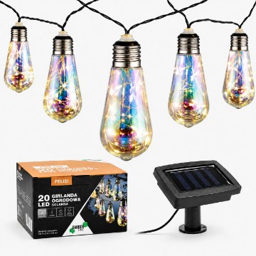 Garden Line Солнечная гирлянда для сада, длина 2 + 3,8 м, Felisi, 20 светодиодов, опаловый холодный белый цвет., SOL3569 - Home Club