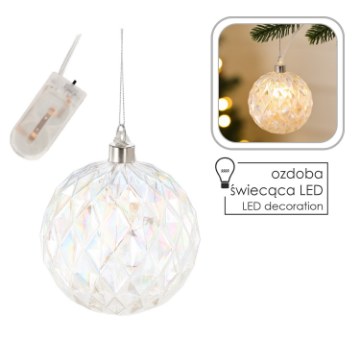 Chomik Скляна Прикраса Fi 10 Cm Led Підвісна Геометричний Взор, MAL2713 - Home Club