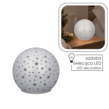 Chomik Скляна Гірлянда - Біла З Зірками Led 12 x 11 См, BOZ1839 - Home Club