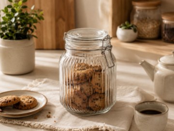 BackHome Living Стеклянная банка с полосками, 1,2 л, герметичная, SIP4973 - Home Club