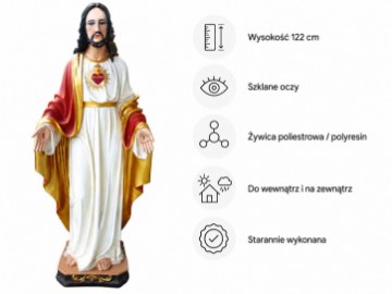 Chomik Статуэтка «Сердце Иисуса», 122 см, стеклянные глаза, RAI4589 - Home Club