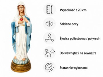 Chomik Статуэтка «Сердце Марии», 120 см, со стеклянными глазами, RAI4558 - Home Club