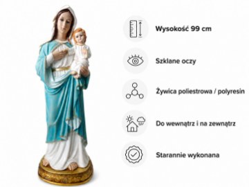 Chomik Богоматерь с младенцем Иисусом, 99 см, стеклянные глаза, RAI4503 - Home Club