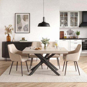 Mebel Elite Стіл Hampton, розкладний, 160–240 см, кашмір/чорний, ME.HAMPTON/KASZ/CZ/S160-240 - Home Club