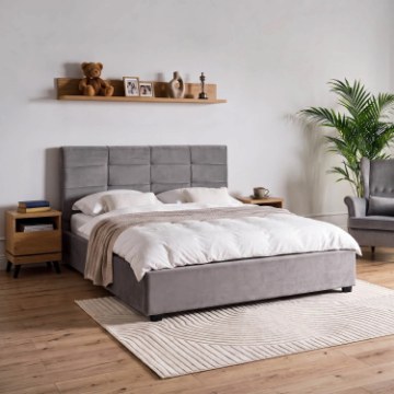 Mebel Elite Ліжко 160x200 Tinga, велюрове, темно-сіре, ME.TINGA/160/CP/V/LOZZPOJ - Home Club