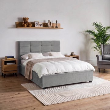 Mebel Elite Ліжко 140x200 Tinga, велюрове, темно-сіре, ME.TINGA/140/CP/V/LOZZPOJ - Home Club