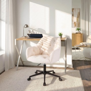Mebel Elite Вращающееся кресло Konor кремового/чёрного цвета из ткани «букле», ME.KONOR/KR/CZ/TB/FO - Home Club