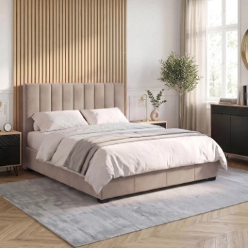 Mebel Elite Ліжко 120x200 Mari, велюрове, кремове, ME.MARI/120/KR/V/LOZZPOJ - Home Club