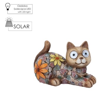 Chomik Садовая Фигурка - Кот Со Светящимися Глазами 21,5 x 13,7 x 14 См Led, GOT7959 - Home Club