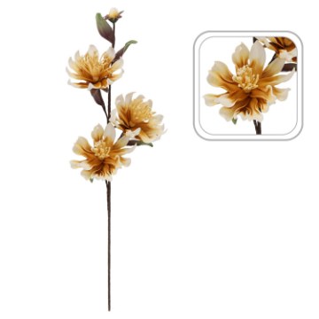 Garden Line Декоративный цветок — хризантема, 3 цветка, 101 см, желтая, TER2962 - Home Club