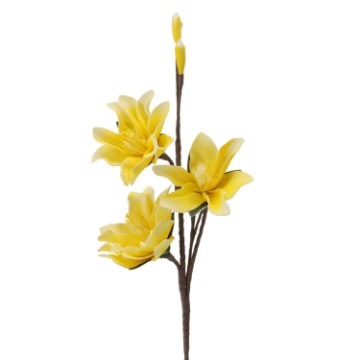 Garden Line Декоративный цветок — магнолия, 3 цветка, 90 см, жёлтый, TER2948 - Home Club