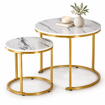 Chomik Двухсекционный кофейный столик из мрамора, круглый, FAT1459 - Home Club