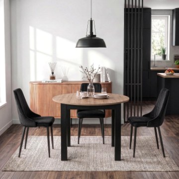 Mebel Elite Стіл Harry, розкладний, 102–142 см, дуб Artisan/чорний, W.HARRY/DA/CZ/S - Home Club