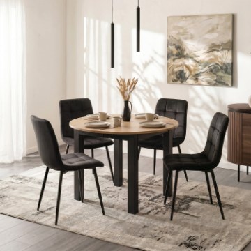 Mebel Elite Стіл Harry, розкладний, 102–142 см, дуб Craft/чорний, W.HARRY/DC/CZ/S - Home Club