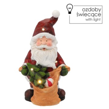 Chomik Фигурка Божонар — Санта-Клаус С Мешком Подарков, С Подсветкой Led, 20 × 19 × 36 См, GOT4879 - Home Club