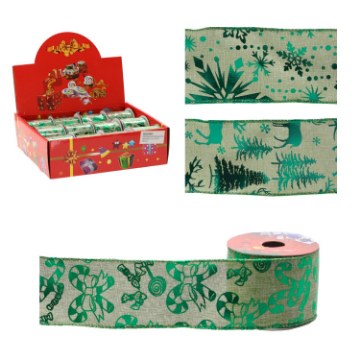 Chomik Праздничная Декоративная Лента Зеленого Цвета С Разнообразными Узорами, 6,3 См × 2,7 М, TAS8970 - Home Club