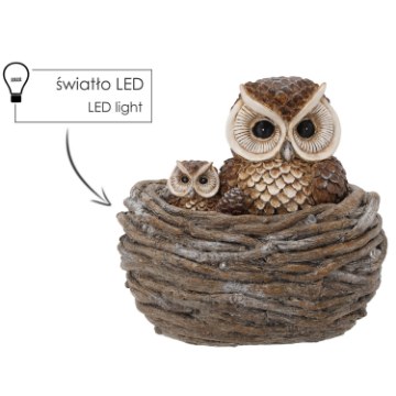 Garden Line Садовая Фигурка — Совы В Гнезде 21 x 15 x 19,5 См, С Подсветкой Led, GOT6913 - Home Club
