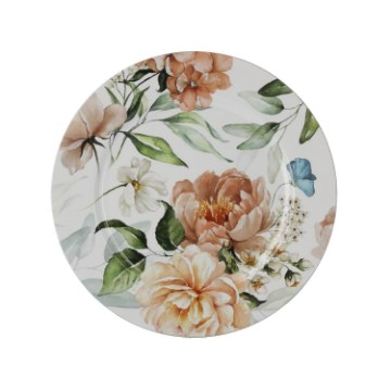 BackHome Living Круглая Подтарелка 33 × 33 × 1,5 См, Белая С Цветочным Узором, VEN0669 - Home Club