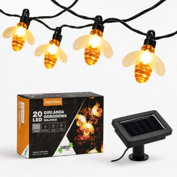 Garden Line Солнечная гирлянда для сада, длина 2 + 3,8 м, пчелы, 20 светодиодов, теплый белый свет, SOL3637 - Home Club