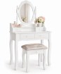 Chomik Білий туалетний столик з дзеркалом + табурет, PHO3992 - Home Club
